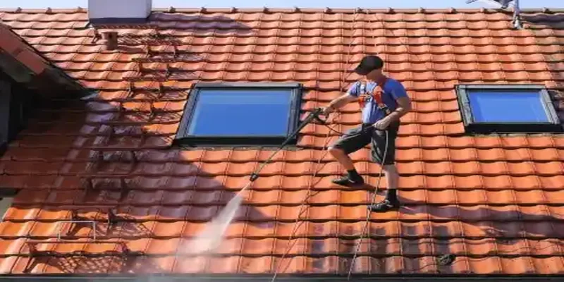 démoussage et nettoyage haute pression de toiture à Bonvillaret